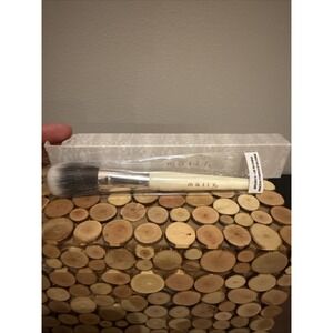 Mally Brush Full Size Foundation Powder‎ Brush. White & Silver. NIB